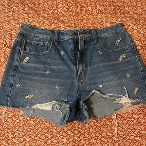 Floral denim shorts